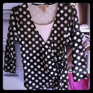 Beige & black polka dot Blouse
